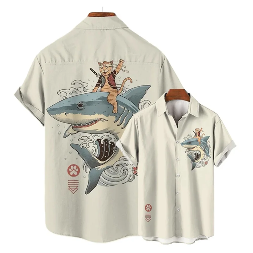 موضة ملابس للرجال كول الساموراي القط بلايز صيف جديد ملابس للرجال عادية قصيرة الأكمام أنيمي بلوزة فضفاضة قمصان هاواي موضة ملابس للرجال كول الساموراي القط بلايز صيف جديد ملابس للرجال عادية قصيرة الأكمام أنيمي بلوزة فضفاضة قمصان هاواي