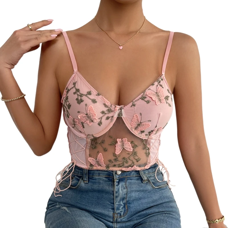See Through Camisole for Women Sweet Lace Up Crop Tops Ladies Sleeveless for Tank Tops Summer Hollow Mesh Cami Top
See Through Camisole for Women Sweet Lace Up Crop Tops Ladies Sleeveless for Tank Tops Summer Hollow Mesh Cami Top