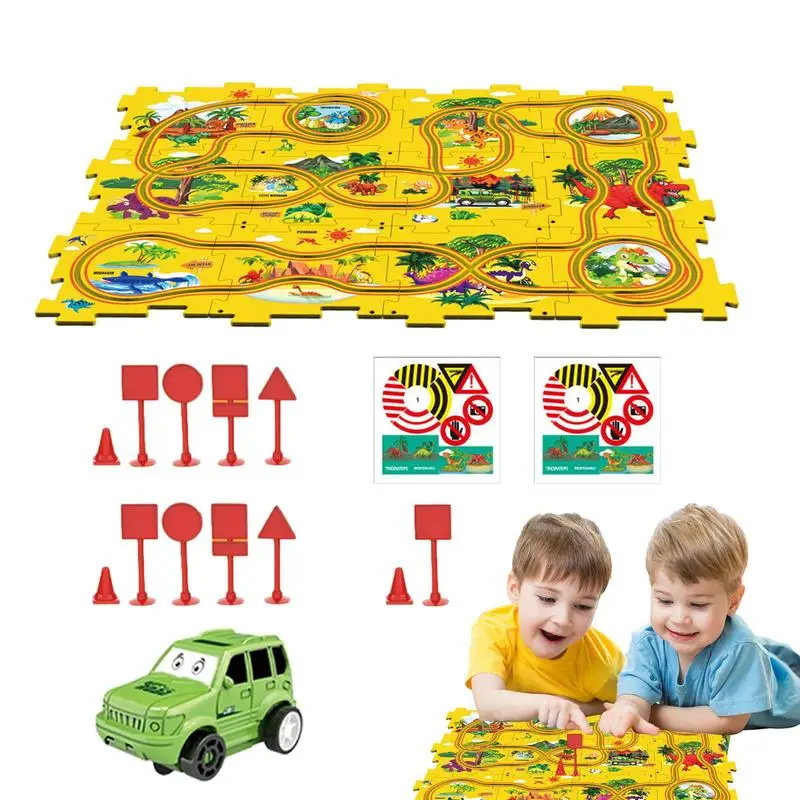 

Puzzle Racer Car Track DIY Puzzle Racer Multifunctional Preschool Toys Educational Montessori Toy For Boys Girls Kids Aged 3