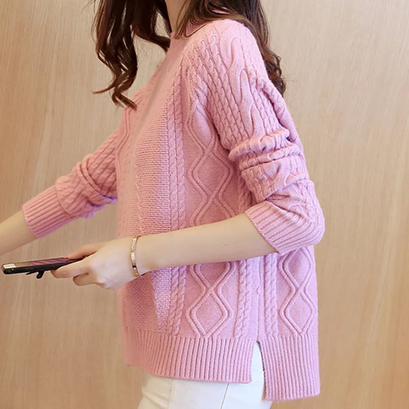 

Fall/Winter Knitted Sweater For Women's Korean Loose Pullover Bottoming Shirt Top 2024 New Joker Split Twist Sweater Coat Female