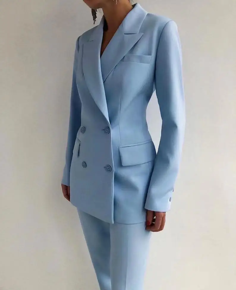 Formal Women Suits Long Sleeves 3 Pieces Straps Prom Evening Gowns Blue Custom Made One Button Blazer Pants Mother Of The Bride
Formal Women Suits Long Sleeves 3 Pieces Straps Prom Evening Gowns Blue Custom Made One Button Blazer Pants Mother Of The Bride