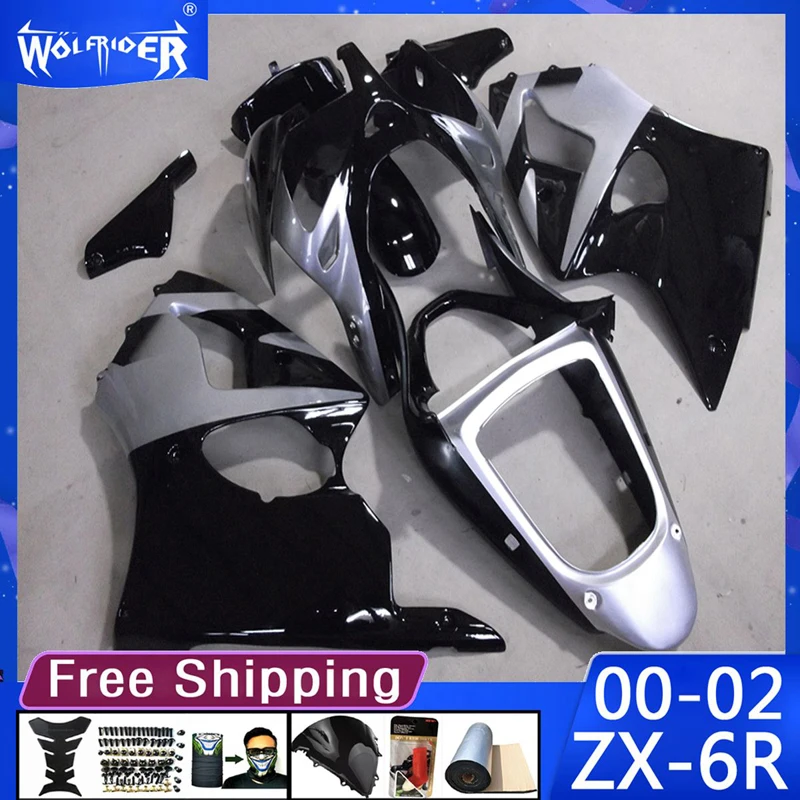 

Motorcycle cowl ABS plastic fairings Kit for ZX-6R 2000-2002 ZX6R 00 01 02 Motorbike silver fairing Manufacturer Customize cover