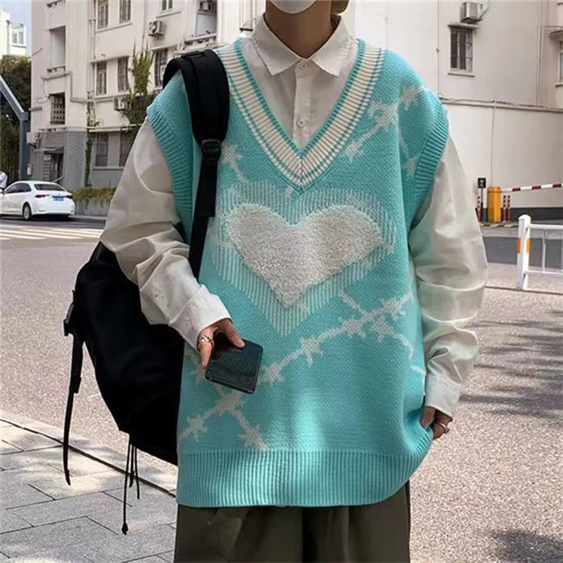 Love Knitted Vest Men's Spring And Autumn Korean Fashion Embroidered Sweater Vest Outside Wear College Style Loose Waistcoat
Love Knitted Vest Men's Spring And Autumn Korean Fashion Embroidered Sweater Vest Outside Wear College Style Loose Waistcoat