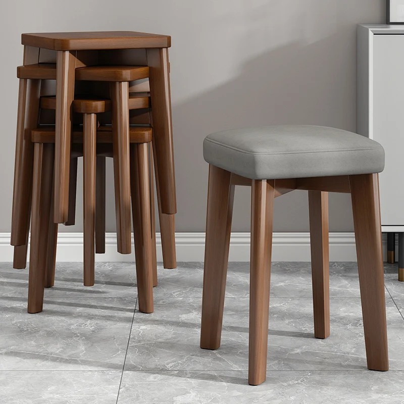

Solid wood stools household small benches Modern minimalist dining tables and chairs subnet round stools can be stacked chairs