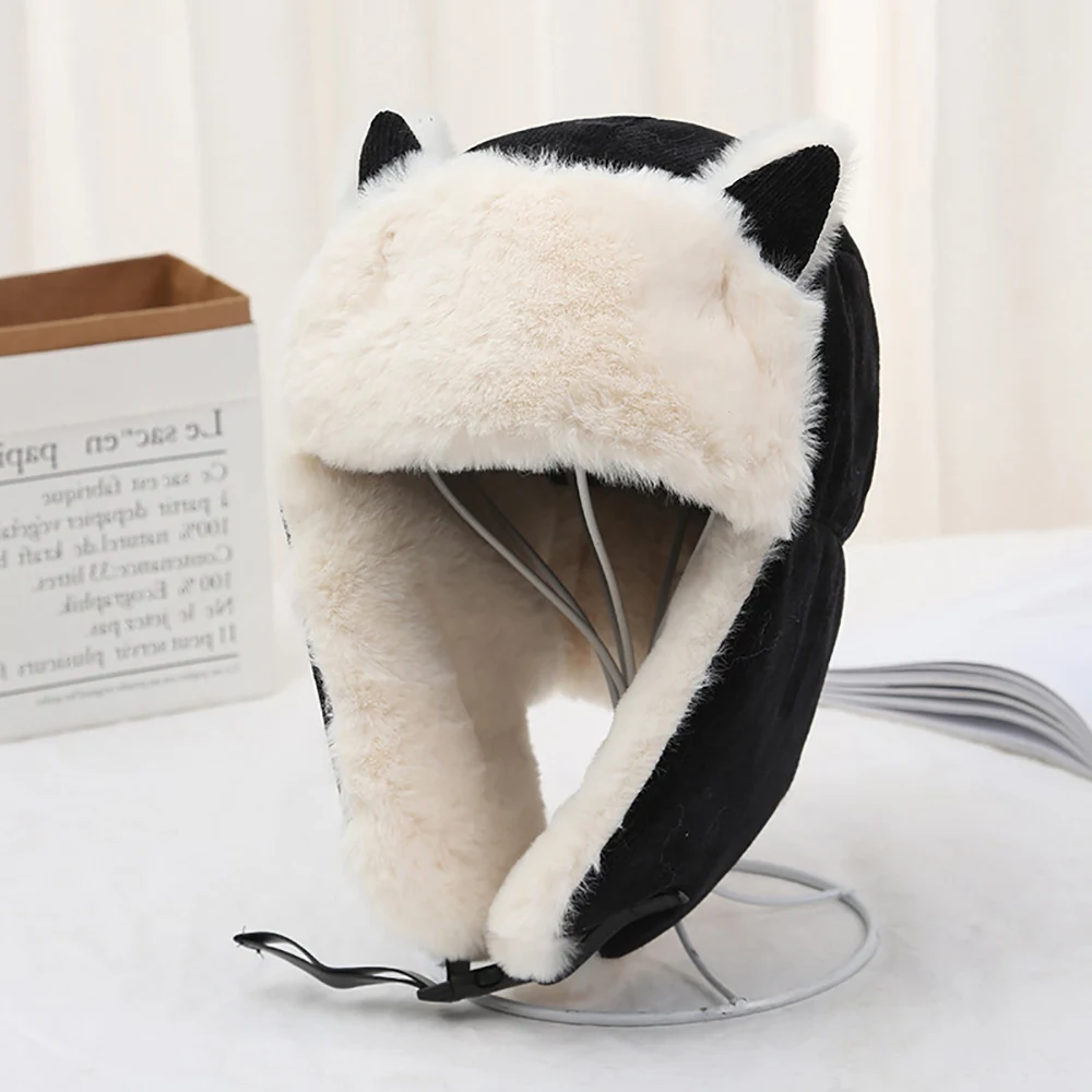 Fashion Winter Furry Earmuffers Hats Thicken Wool Ear Flapped Hat Cold Proof Warm Cotton Unisex Cat Ears Russian Bomber Hat
Fashion Winter Furry Earmuffers Hats Thicken Wool Ear Flapped Hat Cold Proof Warm Cotton Unisex Cat Ears Russian Bomber Hat