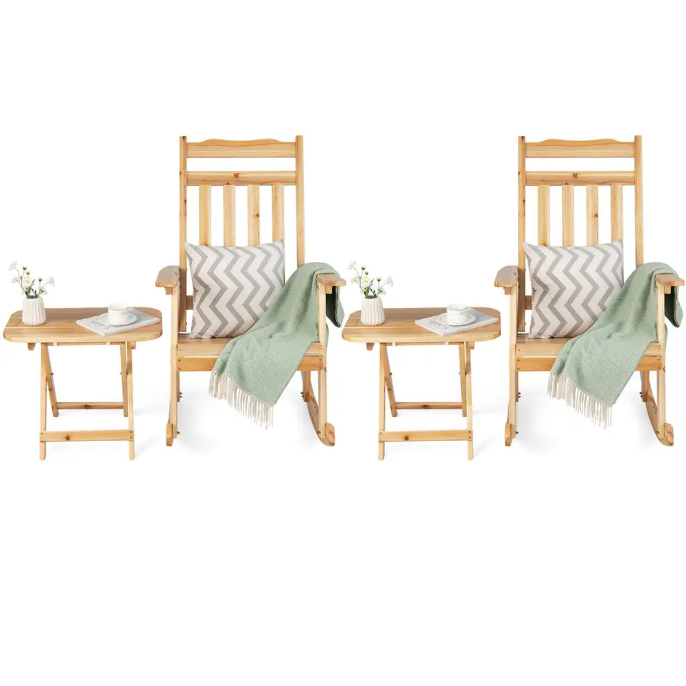 Costway 4PCS Patio Wooden Rocking Chair Bistro Set High Backrest W/Folding Side Table
Costway 4PCS Patio Wooden Rocking Chair Bistro Set High Backrest W/Folding Side Table
