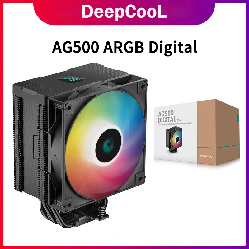 

DeepCool AG500 Digital ARGB 5 Heat Pipe Cooling 120mm Fan Radiator Air Cooler for LGA1700 1200 1151 1150 1155 AMD AM4 AM5