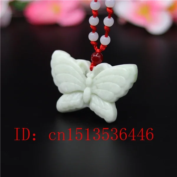 

Natural White Jade Carved Lucky Butterfly Pendant Chinese Necklace Charm Jewellery Fashion Amulet Luck Gifts for Man Women