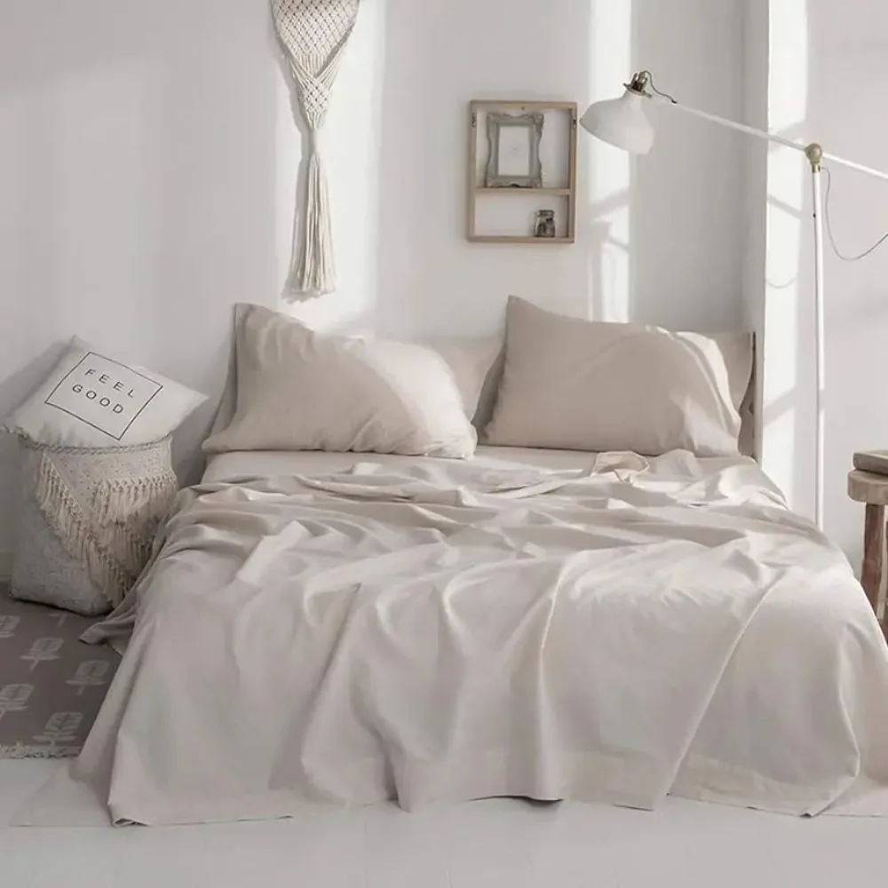 Linen Bed Sheet Set Solid Color - 4 pcs, Natural Linen and Cotton Blend Soft and Breathable Farmhouse Bedding
Linen Bed Sheet Set Solid Color - 4 pcs, Natural Linen and Cotton Blend Soft and Breathable Farmhouse Bedding