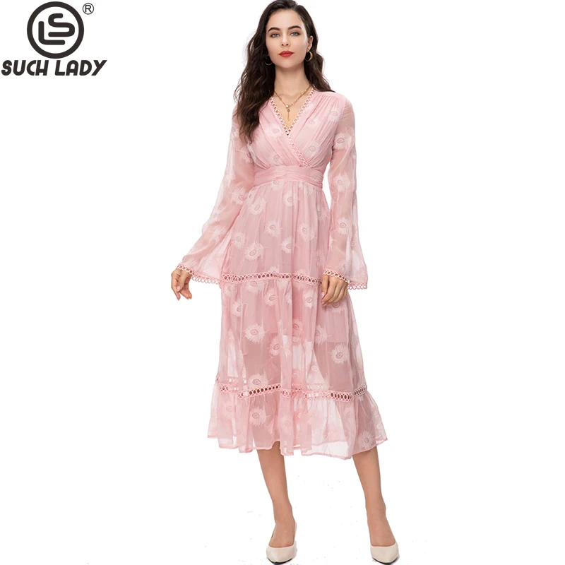 Women's Runway Dresses Sexy V Neck Long Sleeves Printed Hollow Out Piping Elegant Fashion Designer Vestidos
Women's Runway Dresses Sexy V Neck Long Sleeves Printed Hollow Out Piping Elegant Fashion Designer Vestidos