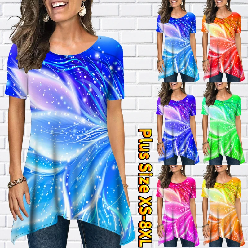 Fashion Loose Size Tops Elegance Short Sleeve Summer Women's Everyday Round Neck New Design Printing T-Shirt Casual Tee Shirt
Fashion Loose Size Tops Elegance Short Sleeve Summer Women's Everyday Round Neck New Design Printing T-Shirt Casual Tee Shirt