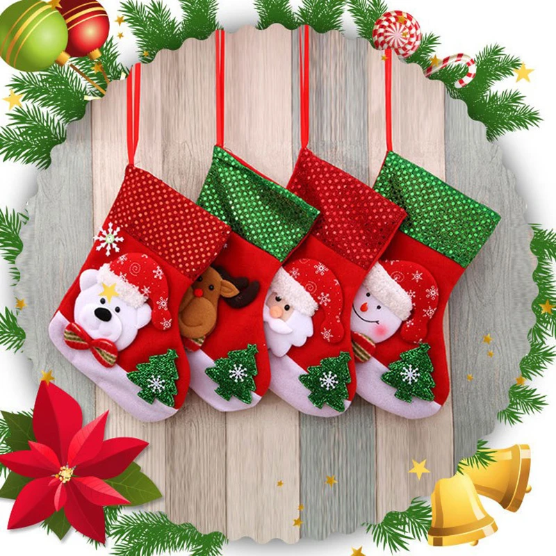 

Рождественские носки с изображением снеговика Санта-Клауса лося, украшения для рождественской елки, украшение для дома