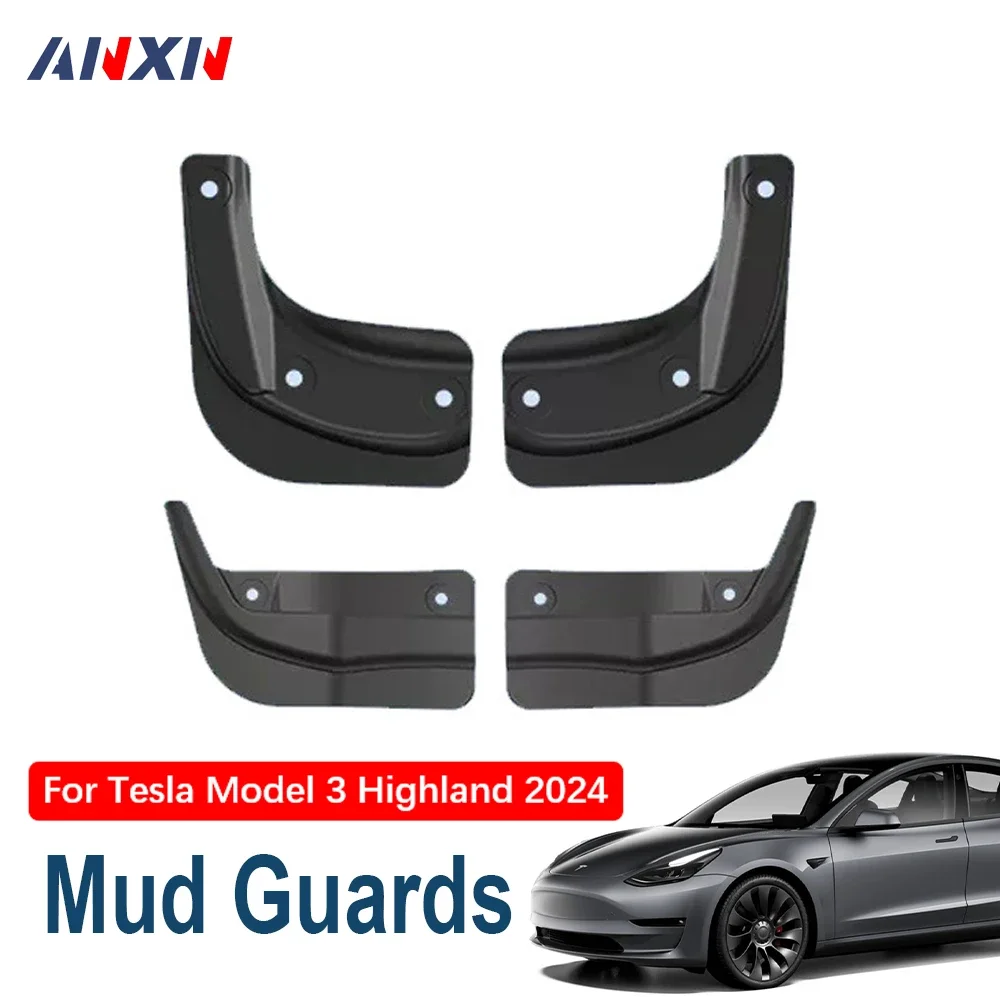 

Matte Black Splash Guards Mud Flaps for 2024 Tesla Model 3 Highland Mudflaps No Need to Drill Holes Mud Guard Accessories