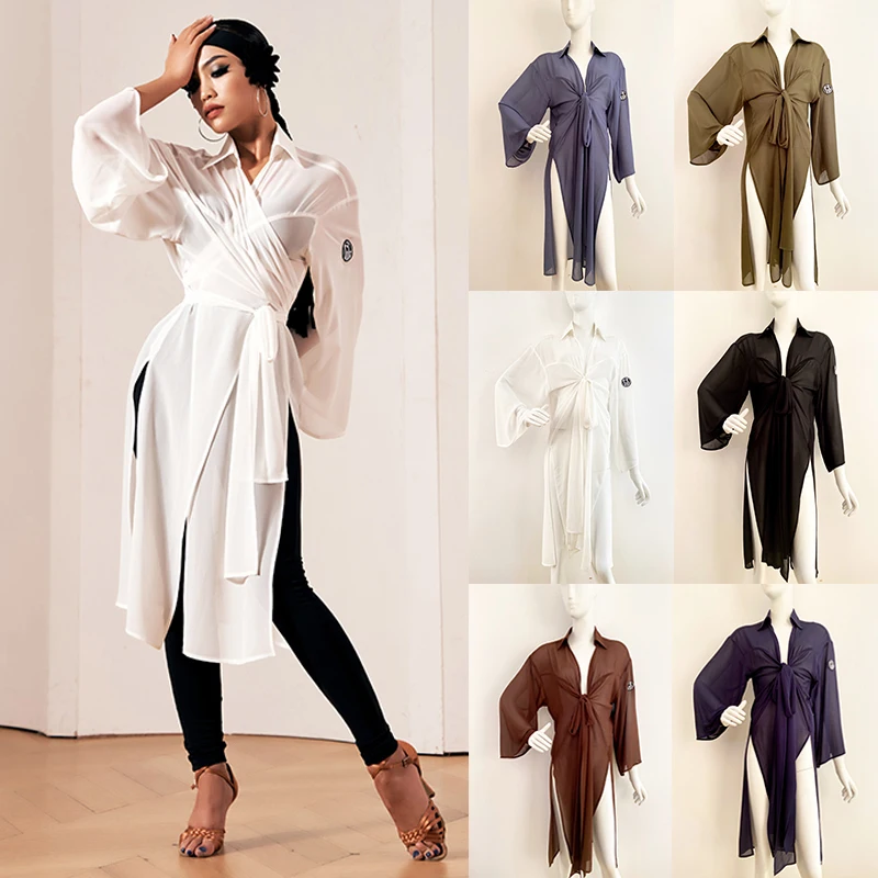 New Latin Dance Dress Women Long Sleeve Practice Dress Mesh Cardigan Sexy Samba Rumba Dance Clothes Adult Latin Costume DNV15131
New Latin Dance Dress Women Long Sleeve Practice Dress Mesh Cardigan Sexy Samba Rumba Dance Clothes Adult Latin Costume DNV15131