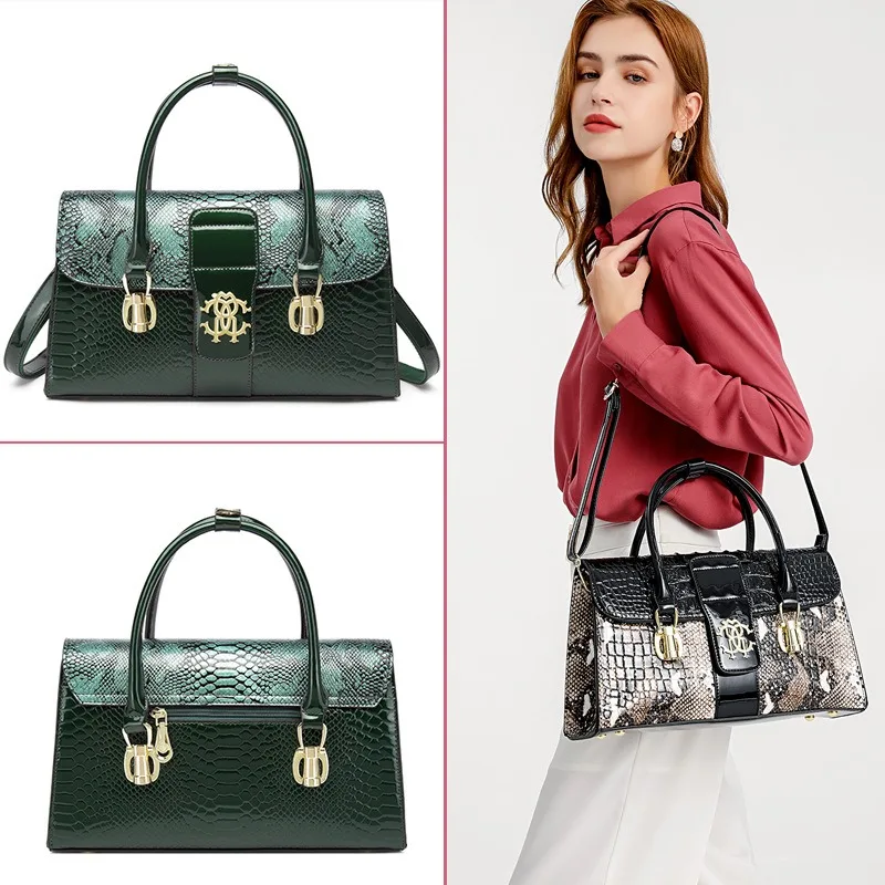 

New Grand Crocodile Pattern Mom's Bag Fashion Light Luxury Genuine Leather Women's Bag Crossbody Handbill Shoulder Bag