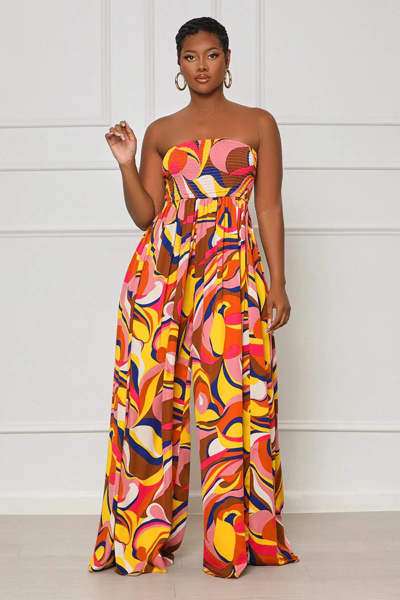 Summer Women's Strapless Elastic Design Front Wide Leg Jumpsuit Printed Beach Holiday Fashion Jumpsuit Set Jumpsuit
Summer Women's Strapless Elastic Design Front Wide Leg Jumpsuit Printed Beach Holiday Fashion Jumpsuit Set Jumpsuit