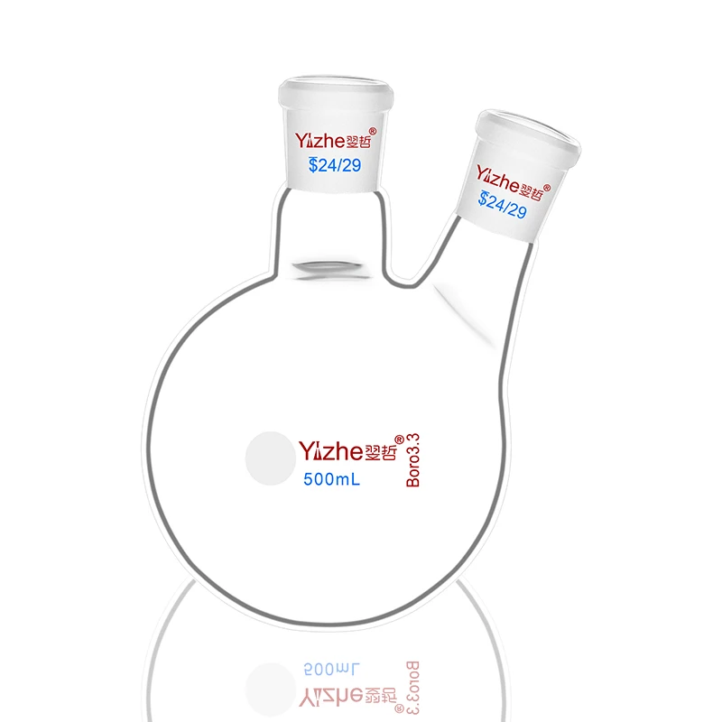 

Circular bottom flask oblique two port distillation device, reaction flask, high borosilicate glass instrument
