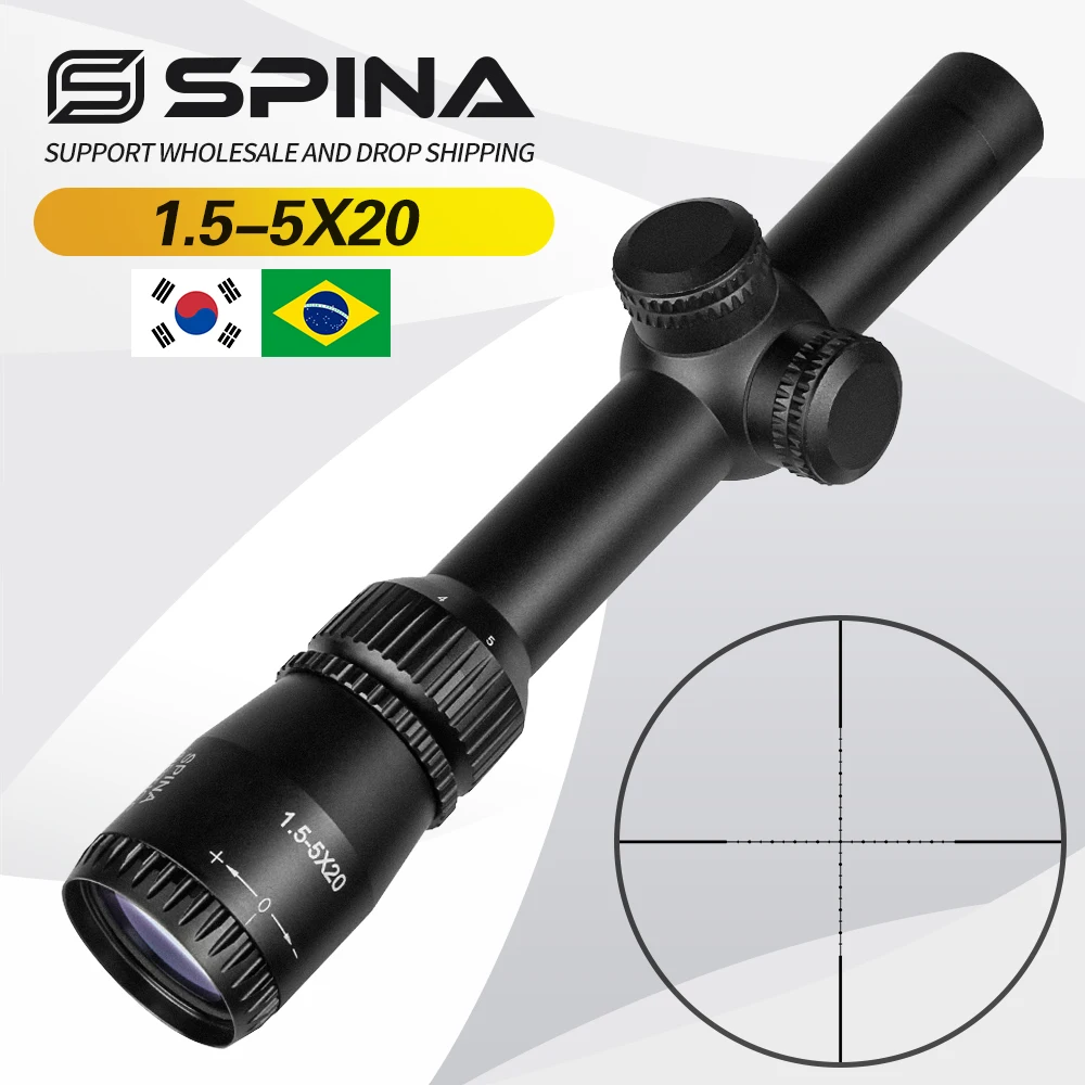 SPINA Optics 1.5-5X20 Riflescope Mil-dot Reticle Hunting Scope Optical Sight for Air Rifle with 11mm or 20mm Mount Rings
SPINA Optics 1.5-5X20 Riflescope Mil-dot Reticle Hunting Scope Optical Sight for Air Rifle with 11mm or 20mm Mount Rings
