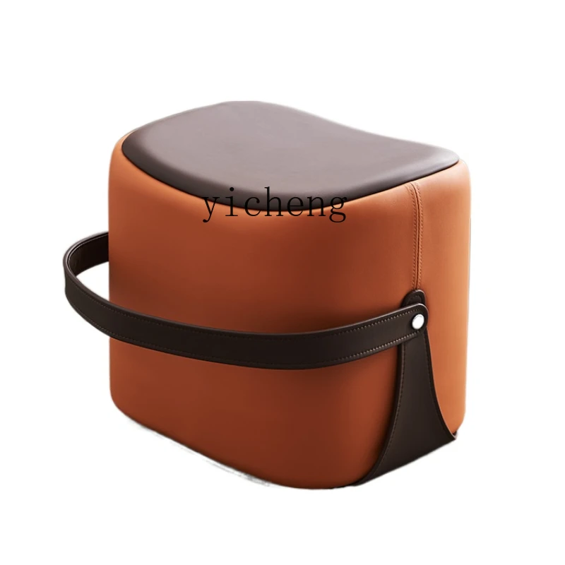 

YY Nordic Shoe Changing Stool Home Doorway Living Room Light Luxury Leather Stool Sofa Stool