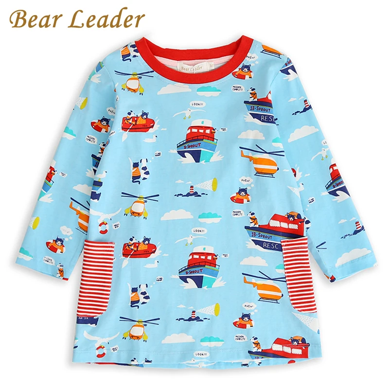 Bear Leader/платье с рисунком для девочек Новинка 2022 года Модная Осенняя повседневная