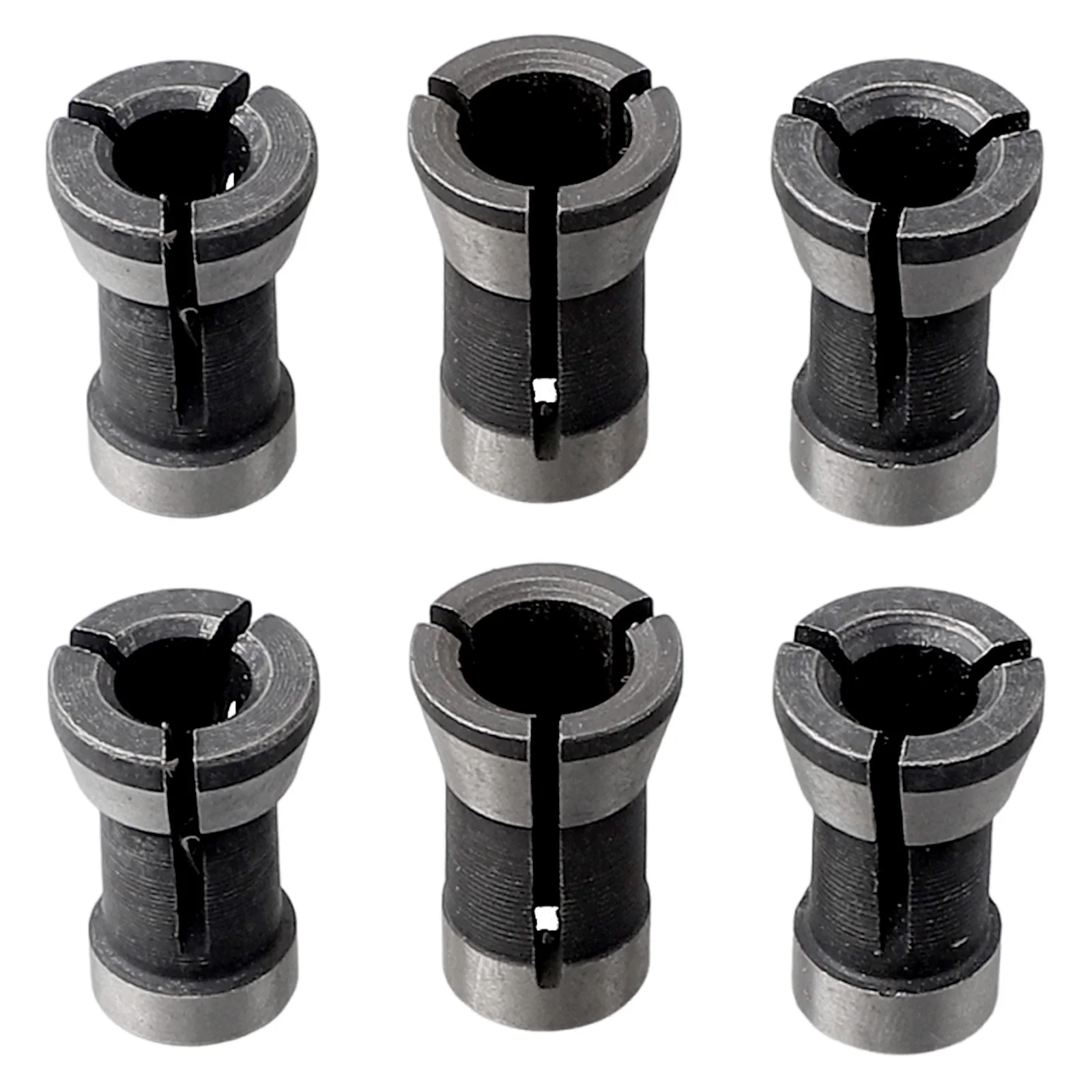 Bit Collet Collet Adapter 6 Pieces Black And Silver Carbon Steel Chuck 6/6.35/8mm Hole Diameter 6/8/6.35mm Wood Milling Cutter
Bit Collet Collet Adapter 6 Pieces Black And Silver Carbon Steel Chuck 6/6.35/8mm Hole Diameter 6/8/6.35mm Wood Milling Cutter