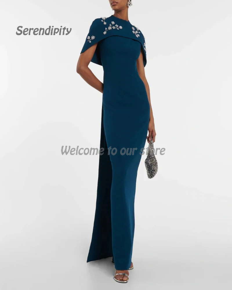 

Serendipity Ankle-Length Trumpet Embellished Crepe Gown Loose Elegant Crystal Appliques Evening Dress For Sexy Women 2024