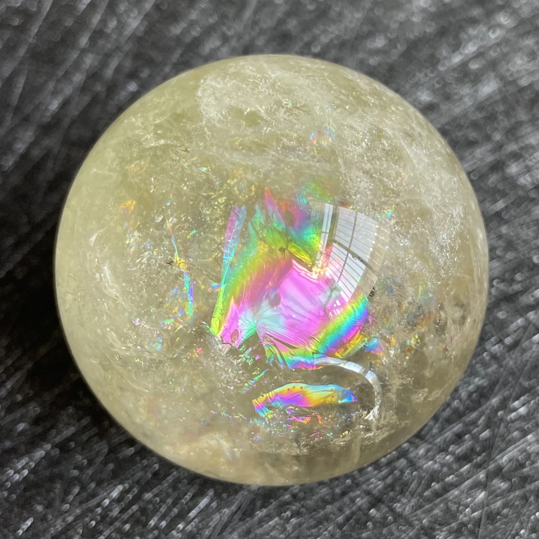 

178g Natural Stone Citrine Crystal Ball Rainbow Quartz Sphere Polished Rock Reiki Healing L159