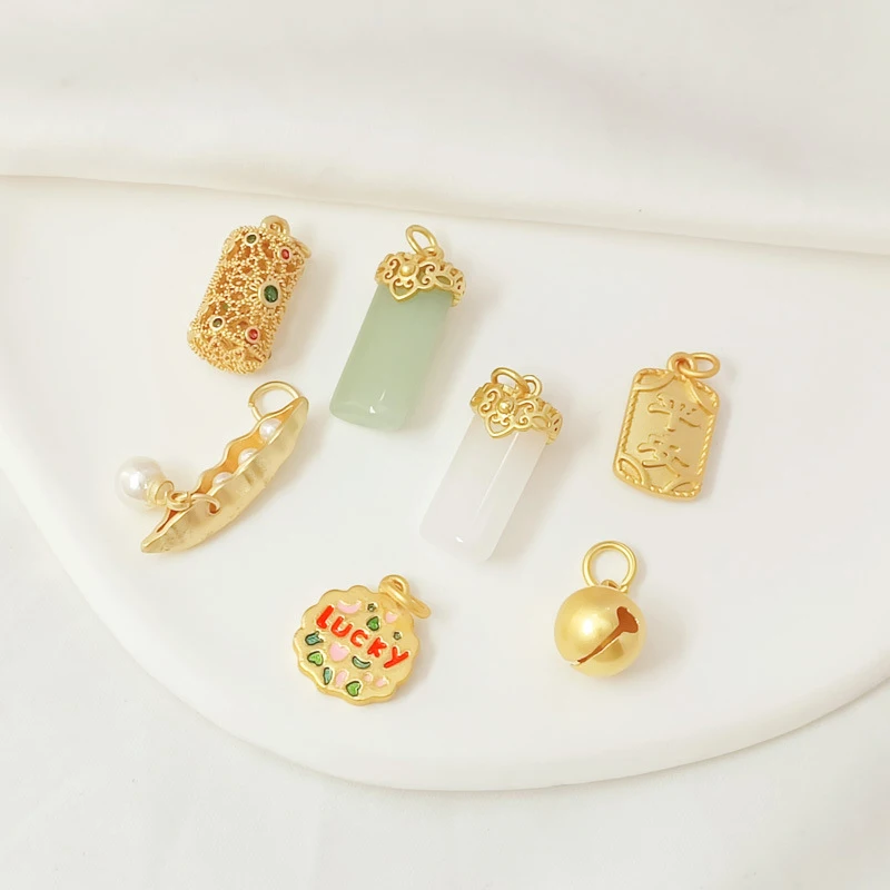 Matte Inlaid With Colored Zirconium Hollow Barrel Beads Bell Pearl Pea Lucky Pendant Charms Handmade DIY Jewelry Accessories 
Matte Inlaid With Colored Zirconium Hollow Barrel Beads Bell Pearl Pea Lucky Pendant Charms Handmade DIY Jewelry Accessories