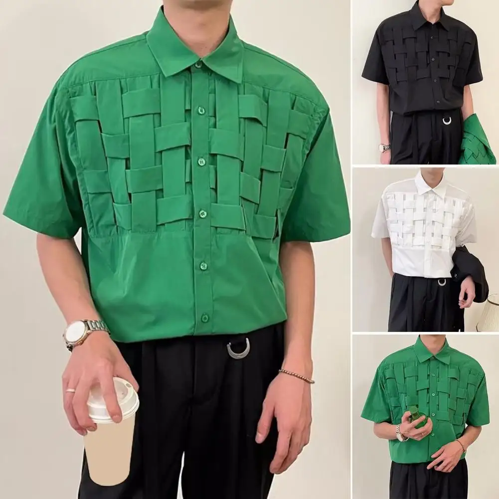 

Рубашка Мужская дышащая с коротким рукавом, стильная модная сорочка для работы и отпуска, однотонная Дизайнерская одежда, летняя уличная одежда