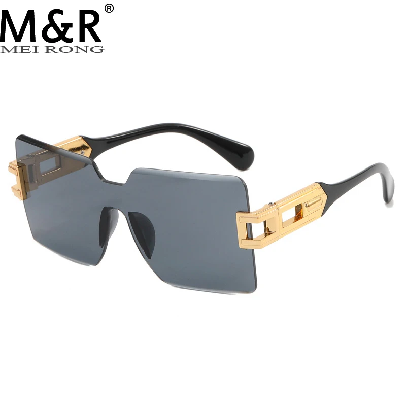 

2023 New Frameless Women's Sunglasses Rainbow Frame Vintage One Piece Glasses Men's Cut Edge Square Sunvisor UV400