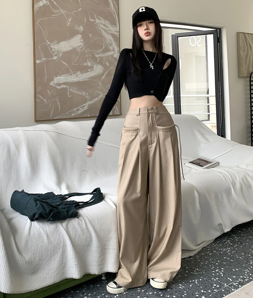 2023 Spring and Autumn New Design High Waist Suit Pants Lace-up Drop Loose Wide Leg Pants Women's Casual Pants
2023 Spring and Autumn New Design High Waist Suit Pants Lace-up Drop Loose Wide Leg Pants Women's Casual Pants
