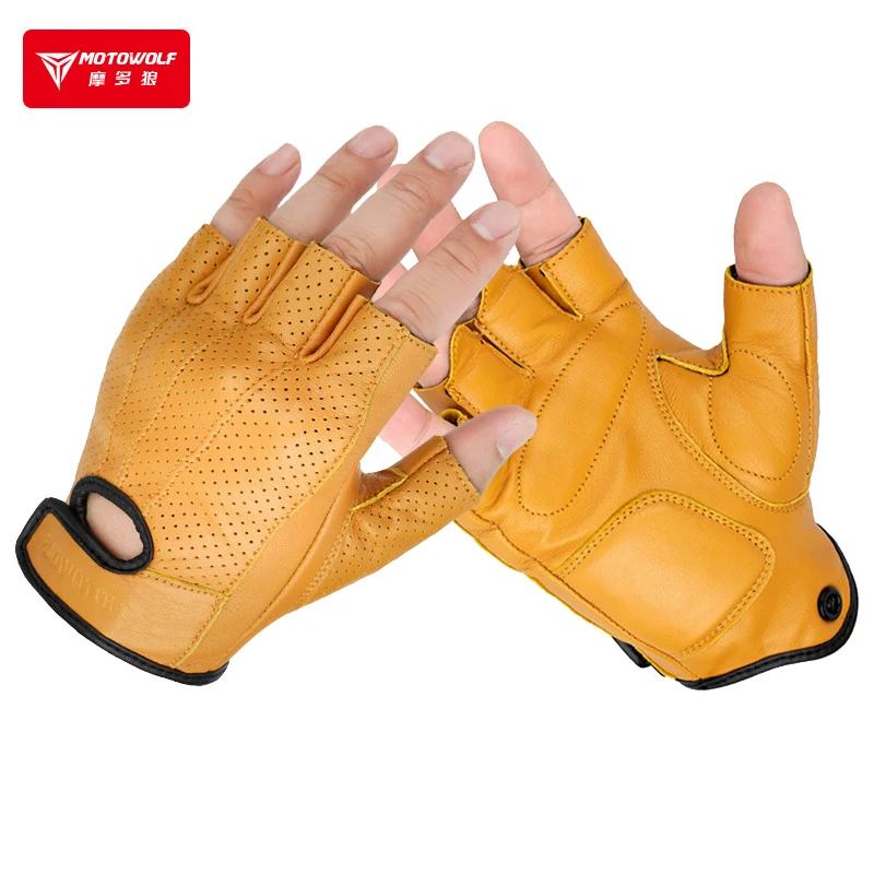 

Summer Half Finger Motorcycle Gloves Leather Guantes Moto Verano Luva Motociclista Gant Moto Gloves Tactical Retro 오토바이 Racing