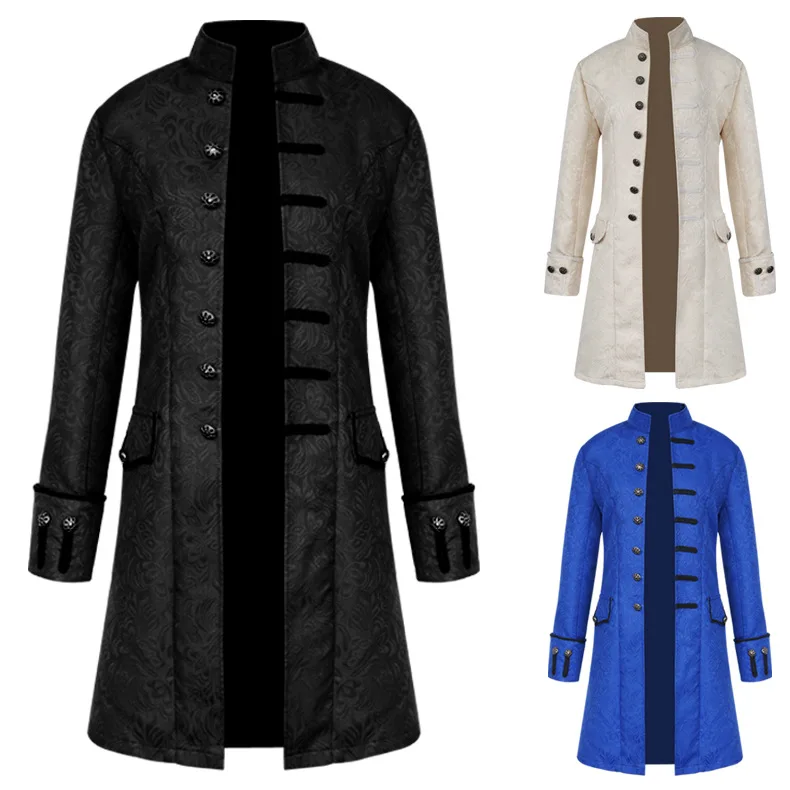 

cosplay Victoria Edwardian Steampunk Medieval Renaissance Jacket Men Trench Coat Frock Outwear Vintage Prince Overcoat Costume