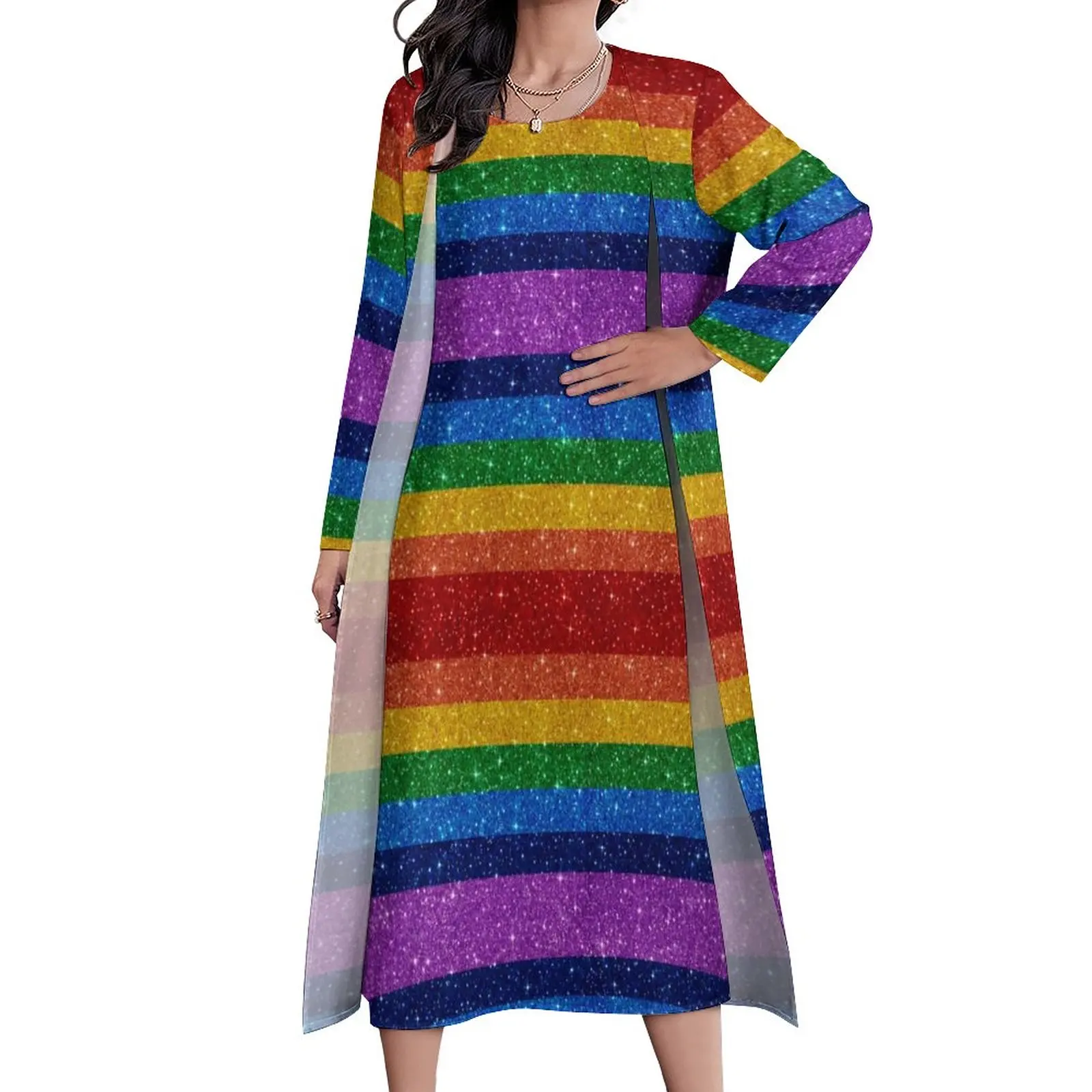 Bling Me Up Rainbow Dress Striped Pop Art Glitter Party Maxi Dress Aesthetic Casual Long Dresses Autumn 2 Piece Graphic Vestido
Bling Me Up Rainbow Dress Striped Pop Art Glitter Party Maxi Dress Aesthetic Casual Long Dresses Autumn 2 Piece Graphic Vestido