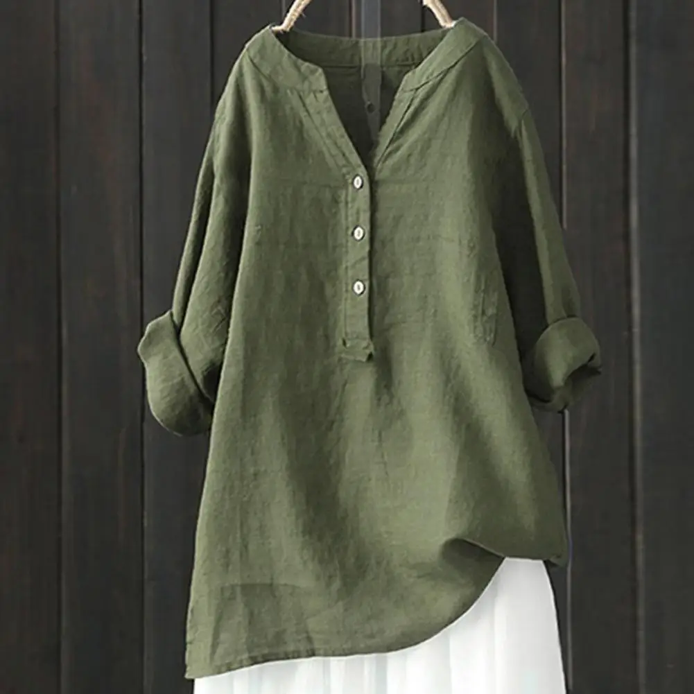 

Casual Loose Cotton Linen Women Shirts Spring Long Sleeved Oversize Blouse Buttons Womens Tops And Blouses Tunics