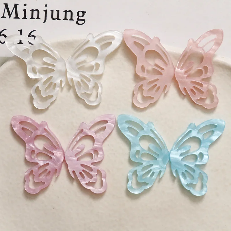 

New style 50pcs/lot color print cartoon Butterfly Wings shape acrylic beads diy jewerly earring/bracelet/garment accessory