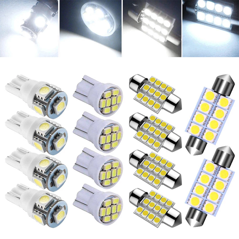 14 шт., 12 В, белая лампа для внутреннего освещения автомобиля (T10 8SMD + T10 5SMD + 31 мм 12SMD + 42 мм 8SMD), универсальная
14 шт., 12 В, белая лампа для внутреннего освещения автомобиля (T10 8SMD + T10 5SMD + 31 мм 12SMD + 42 мм 8SMD), универсальная
