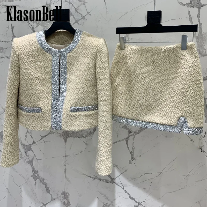 10.30 KlasonBell Fashion Elegant Bling Sequins Embroidery O-Neck Short Tweed Jacket Or Hem Split Mini Skirt Slim Set Women 
10.30 KlasonBell Fashion Elegant Bling Sequins Embroidery O-Neck Short Tweed Jacket Or Hem Split Mini Skirt Slim Set Women