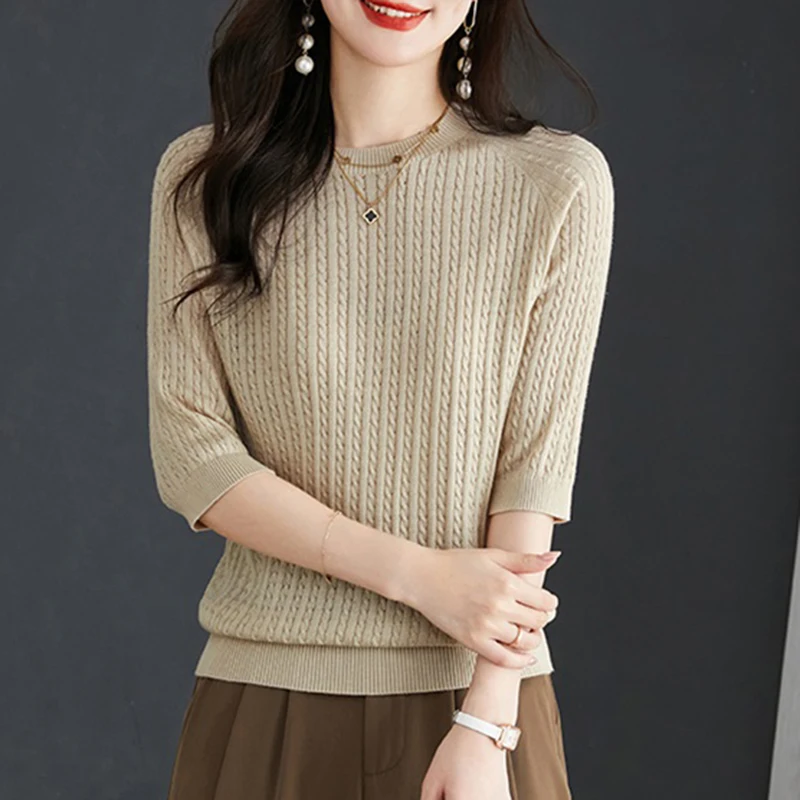 Thin Knitted Tops Female 2023 Summer O-Neck Woman Clothing Casual T Shirt Women Short Sleeve Tshirt Solid Basic Tee Shirt Femme
Thin Knitted Tops Female 2023 Summer O-Neck Woman Clothing Casual T Shirt Women Short Sleeve Tshirt Solid Basic Tee Shirt Femme