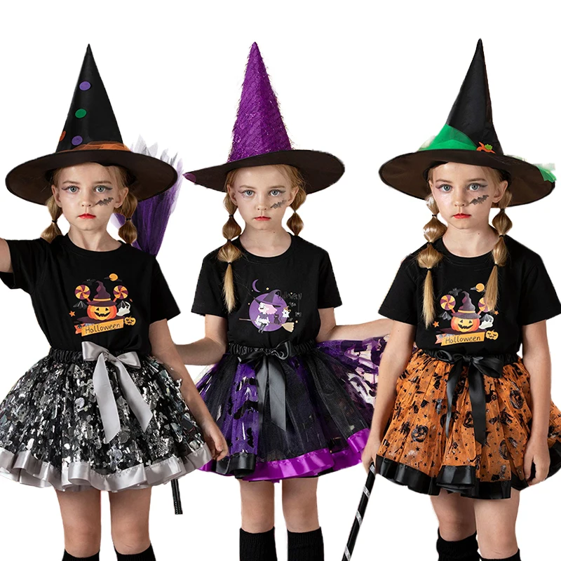 2023 Girls Halloween Print Tutu Dress + Hat + Broom Clothing Set Kids Cosplay Masquerade Party Skirt Witch Vampire Ghost Costume
2023 Girls Halloween Print Tutu Dress + Hat + Broom Clothing Set Kids Cosplay Masquerade Party Skirt Witch Vampire Ghost Costume