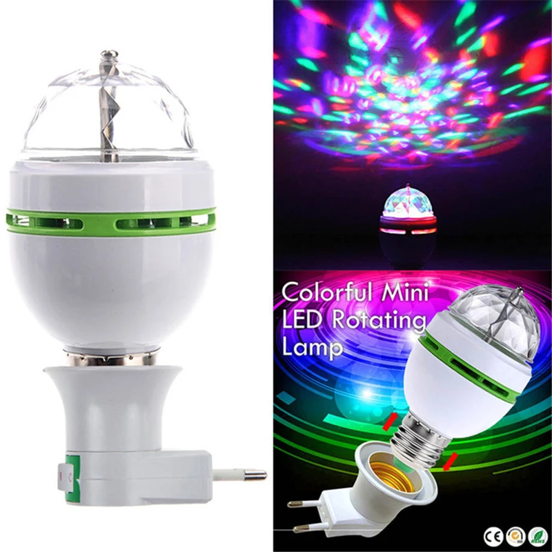 

New Full Color 3w Mini E27 RGB LED Lamp Auto rotating rgb dj disco stage lighting 85-265V Holiday Bulb for Bar KTV Lighting