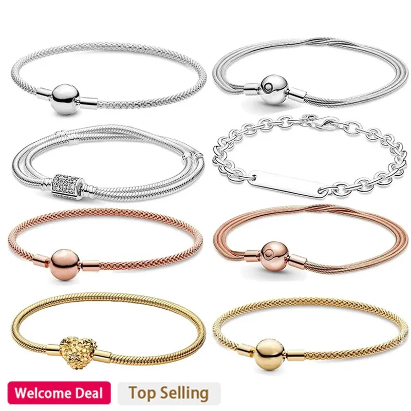 

Hot selling 925 sterling silver new women's multiple snake bone chain bracelet suitable for original Women's charm DIY jewelry