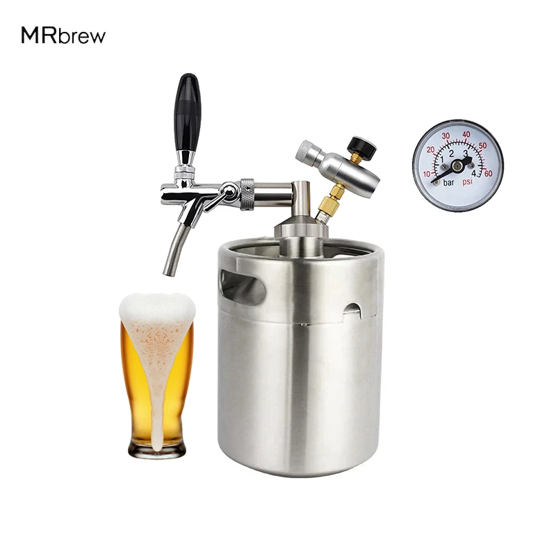 

Mini Keg Growler Kit (5L Beer Keg & Adjustable Beer Faucet & 60psi Co2 Charger & Beer Keg Spear),Beer Disoenser For Home Brewing