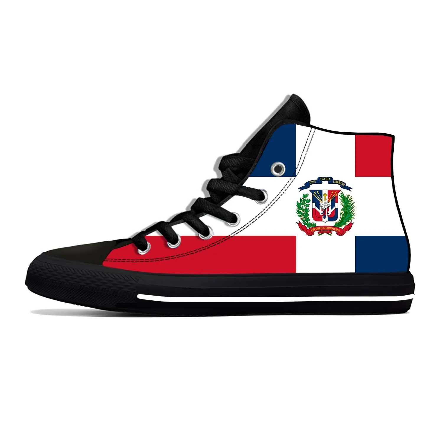 

Dominica Dominican Republic Flag Patriotic Pride Casual Cloth Shoes High Top Comfortable Breathable 3D Print Men Women Sneakers