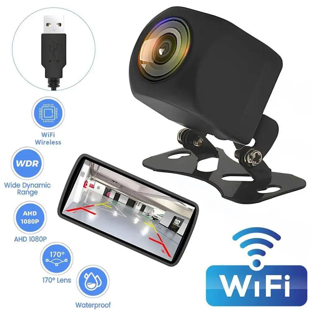 

1080P Wireless Car Rear View Camera Wifi 170 Degree Hd Night Vision Wifi Reversing Camera 2.4 Ghz 12V/USB Cars Waterproof IP68