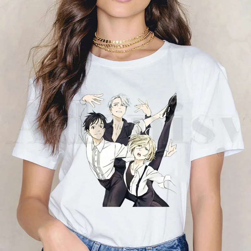 Популярная японская аниме Yuri on Ice BL Yaoi, женские топы с коротким рукавом, футболки, винтажные рубашки в стиле Харадзюку, женская футболка
Популярная японская аниме Yuri on Ice BL Yaoi, женские топы с коротким рукавом, футболки, винтажные рубашки в стиле Харадзюку, женская футболка