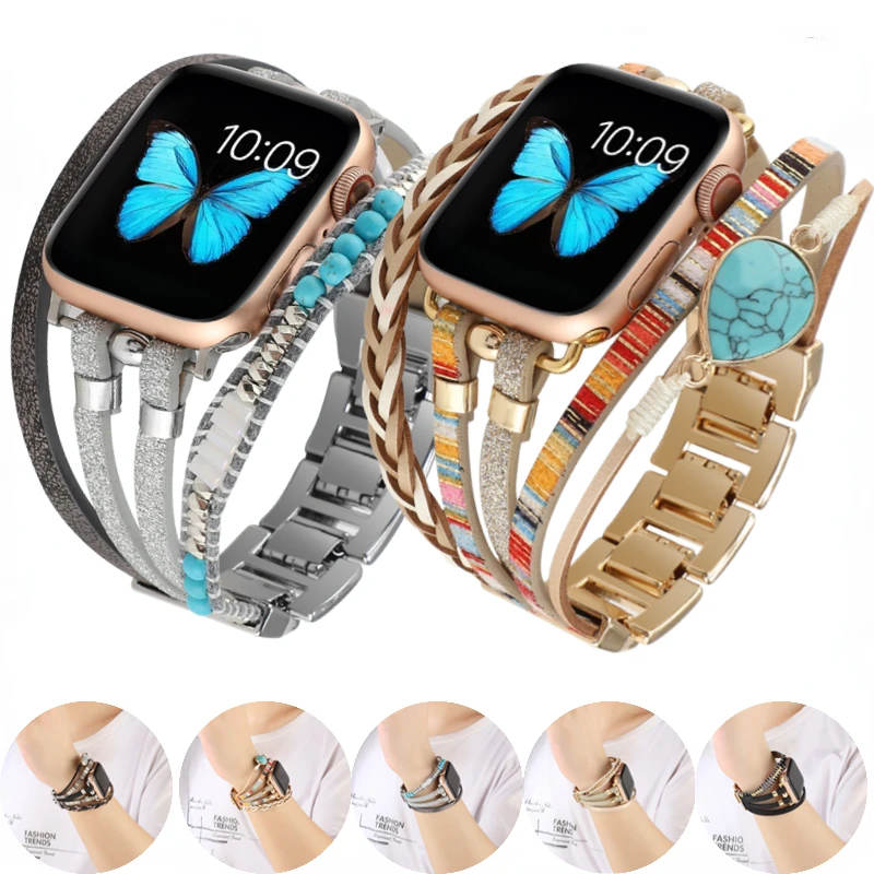 

Jewelry Strap For Apple watch Ultra 8 7 45mm 49mm 41mm Women Metal Bohemian Style Bracelet iWatch 6 5 4 3 SE 44mm 42mm 40mm belt