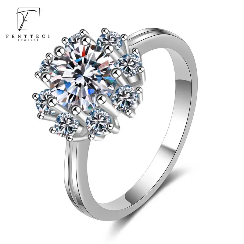 FENTTECI 1 Carat Moissanite Ring Flower 925 Sterling Silver Platinum Plated Luxury Jewelry for Women Proposal Wedding Bands Gift
FENTTECI 1 Carat Moissanite Ring Flower 925 Sterling Silver Platinum Plated Luxury Jewelry for Women Proposal Wedding Bands Gift