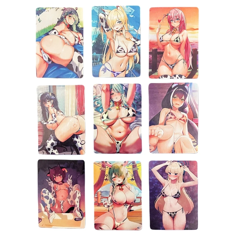 

9pcs/set Refraction Flashcards ACG Sexy Girl Spot Swimsuit Animation Characters Anime Classics Game Collection Cards Toy