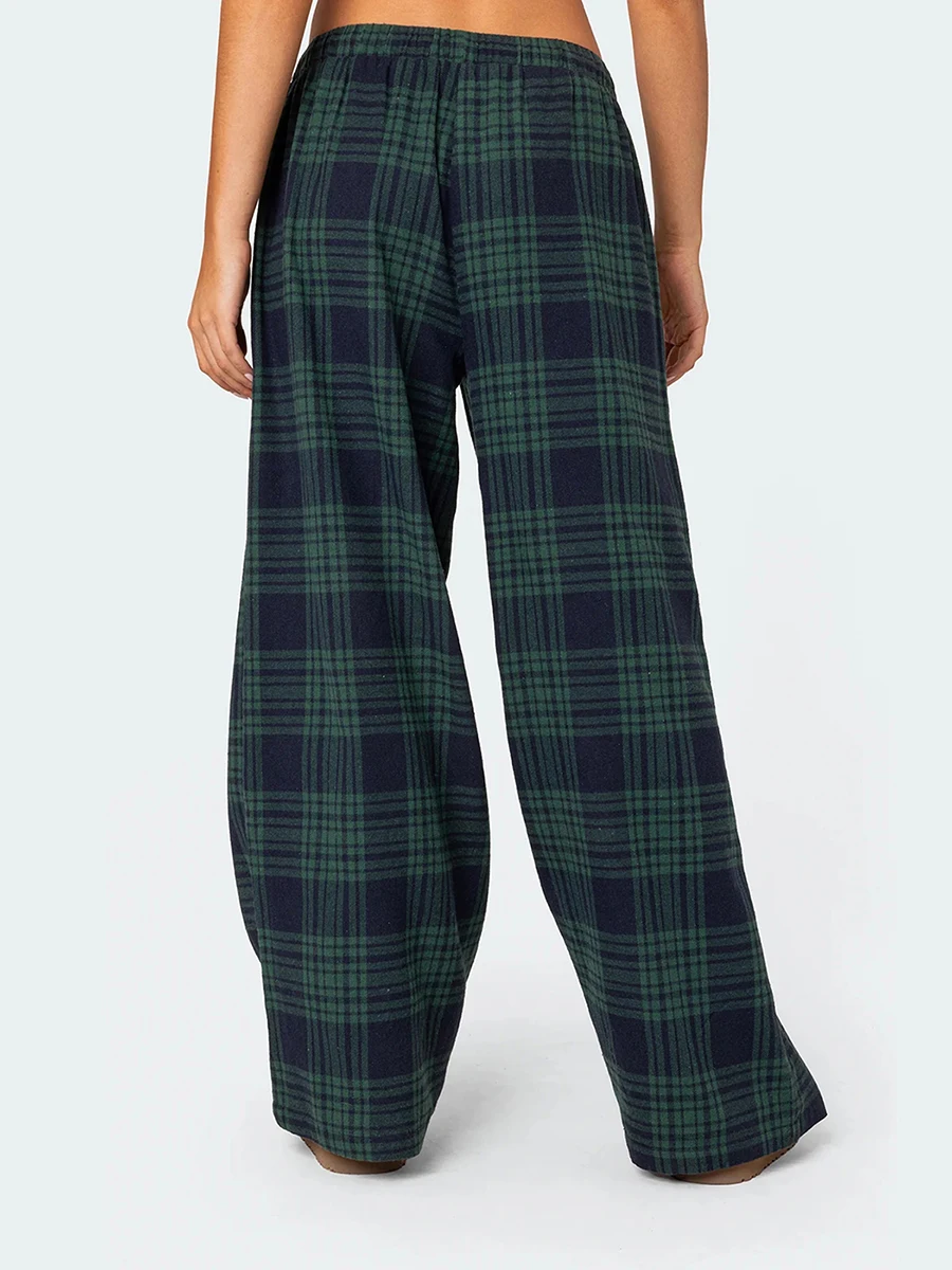 

Mxiqqpltky Plaid Pants for Women Casual Pajama Pants Elastic High Waist Wide Leg Cute Pj Pants Pajama Bottoms Loungewear
